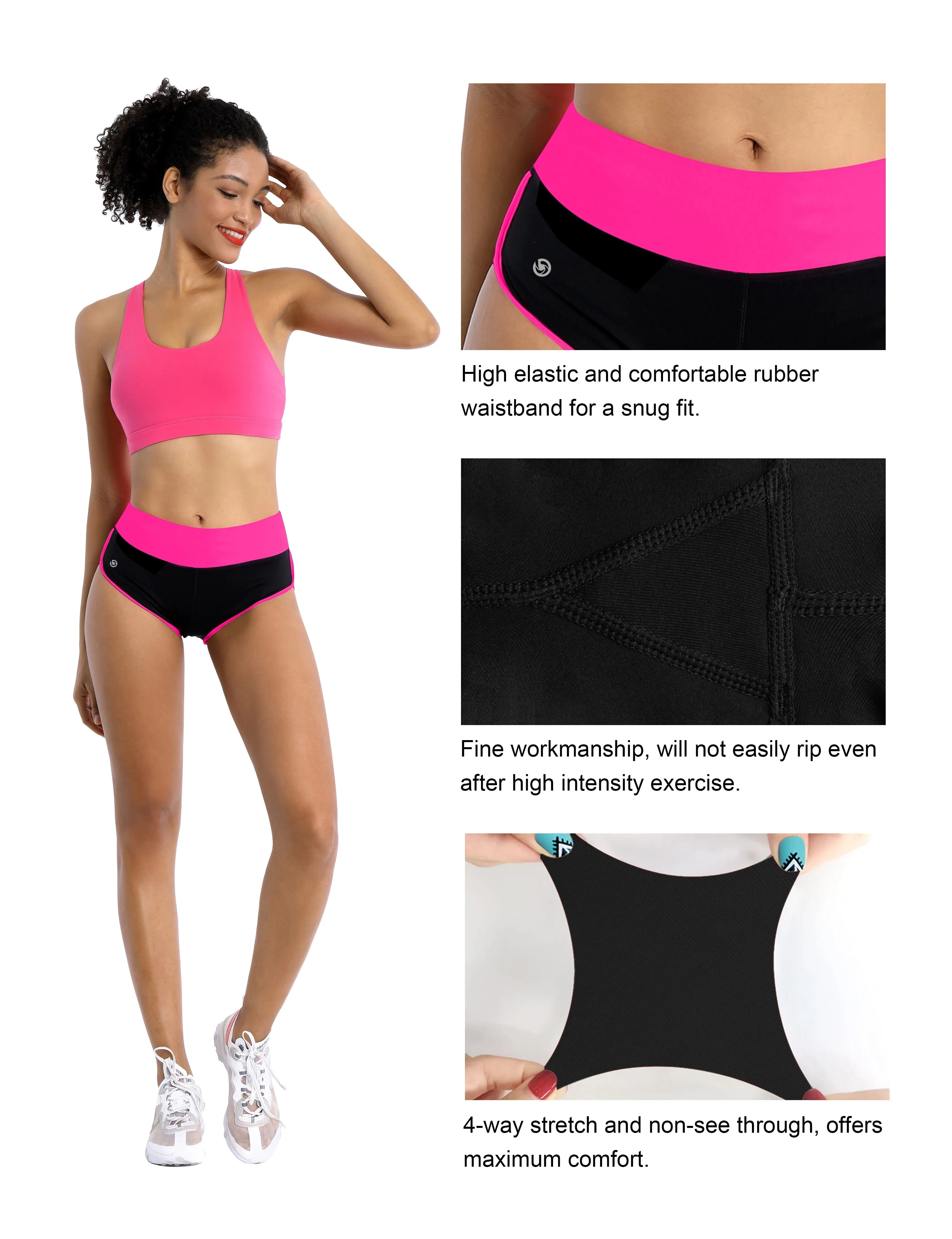 030 Sexy Booty Plus Size Shorts pink_black_Plus Size