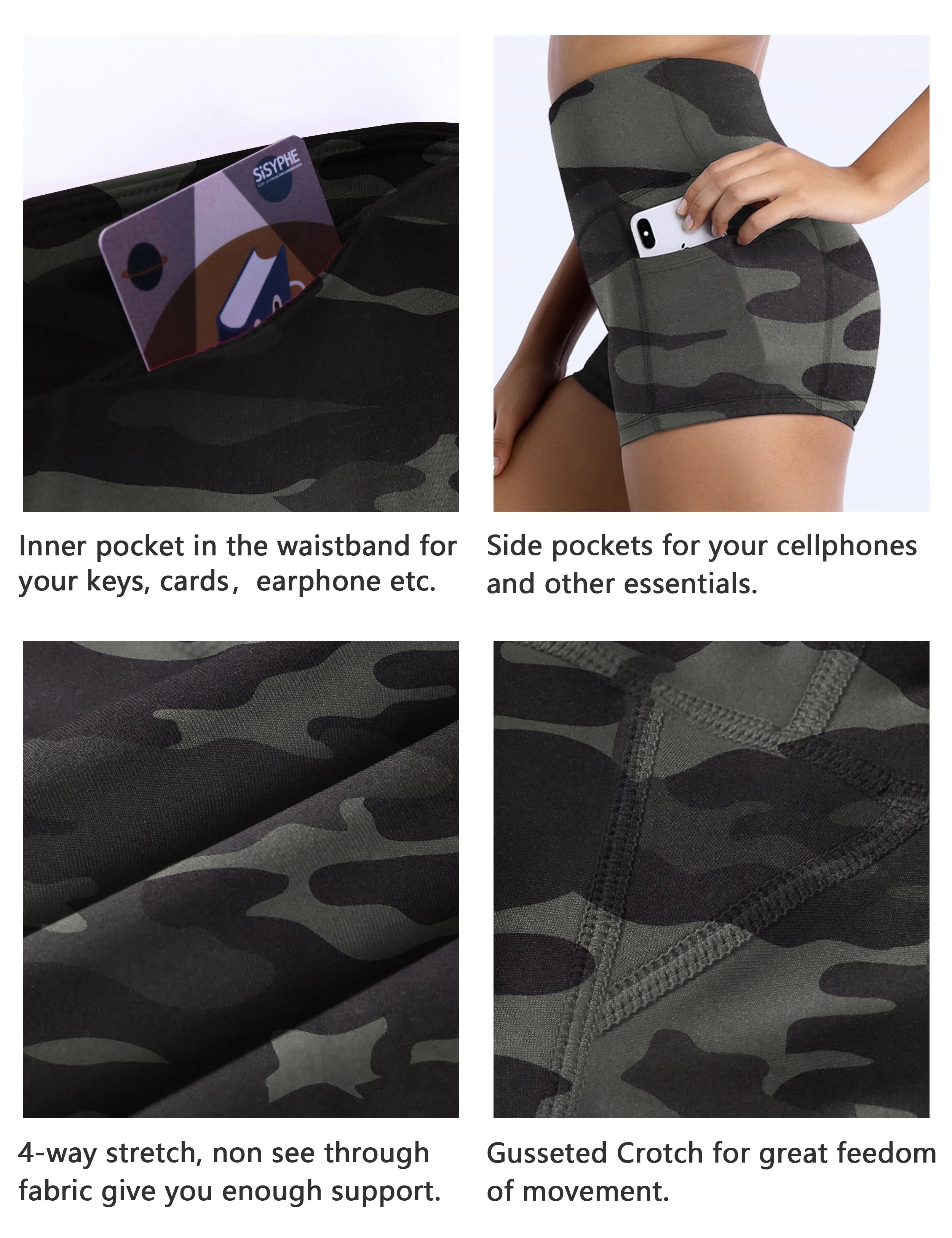 2.5" Printed Side Pockets Jogging Shorts dimgraycamo ins_Jogging
