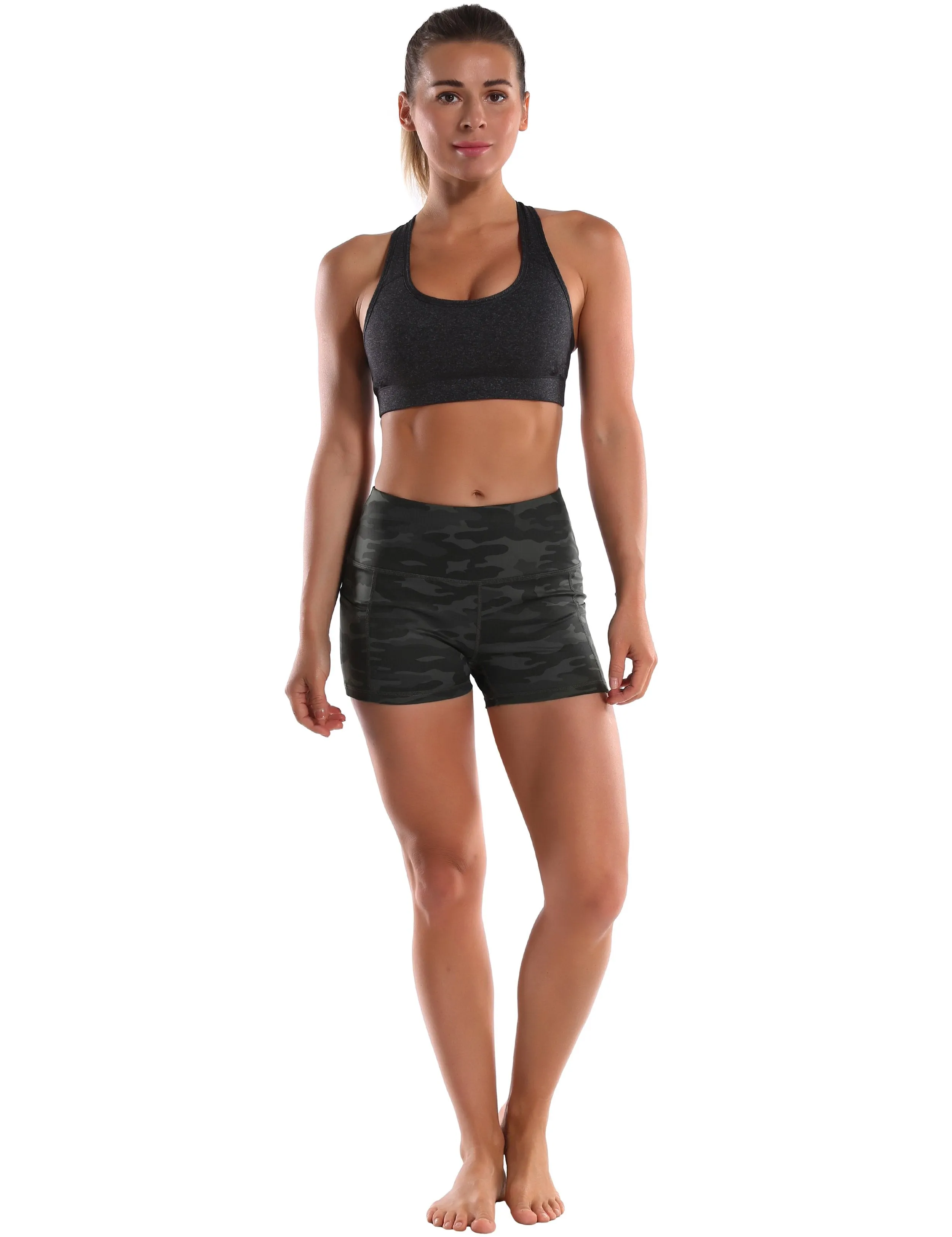 2.5" Printed Side Pockets Jogging Shorts dimgraycamo ins_Jogging