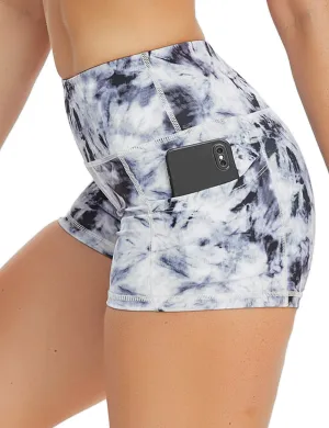 2.5" Printed Side Pockets Yoga Shorts black dandelion_yoga