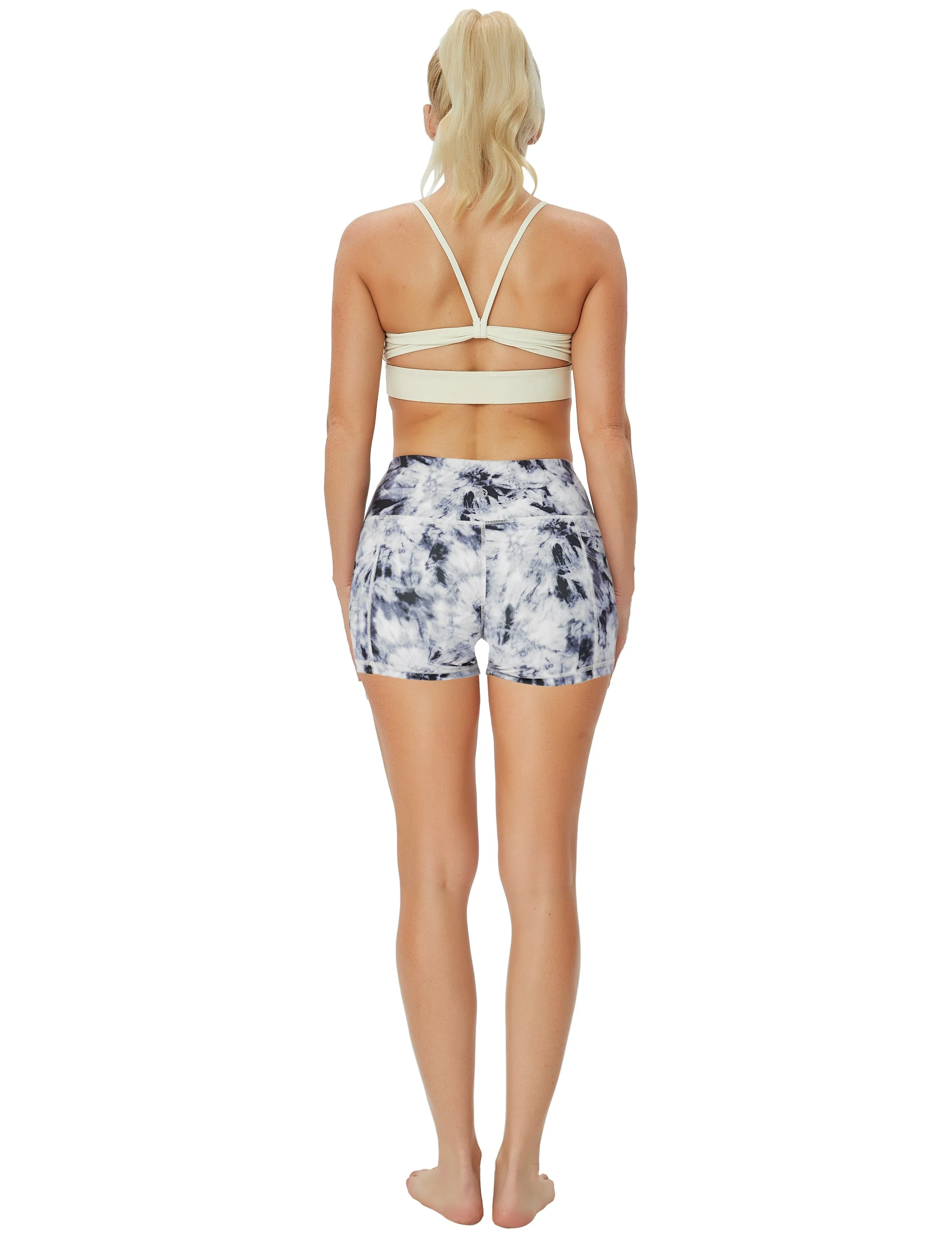2.5" Printed Side Pockets Yoga Shorts black dandelion_yoga
