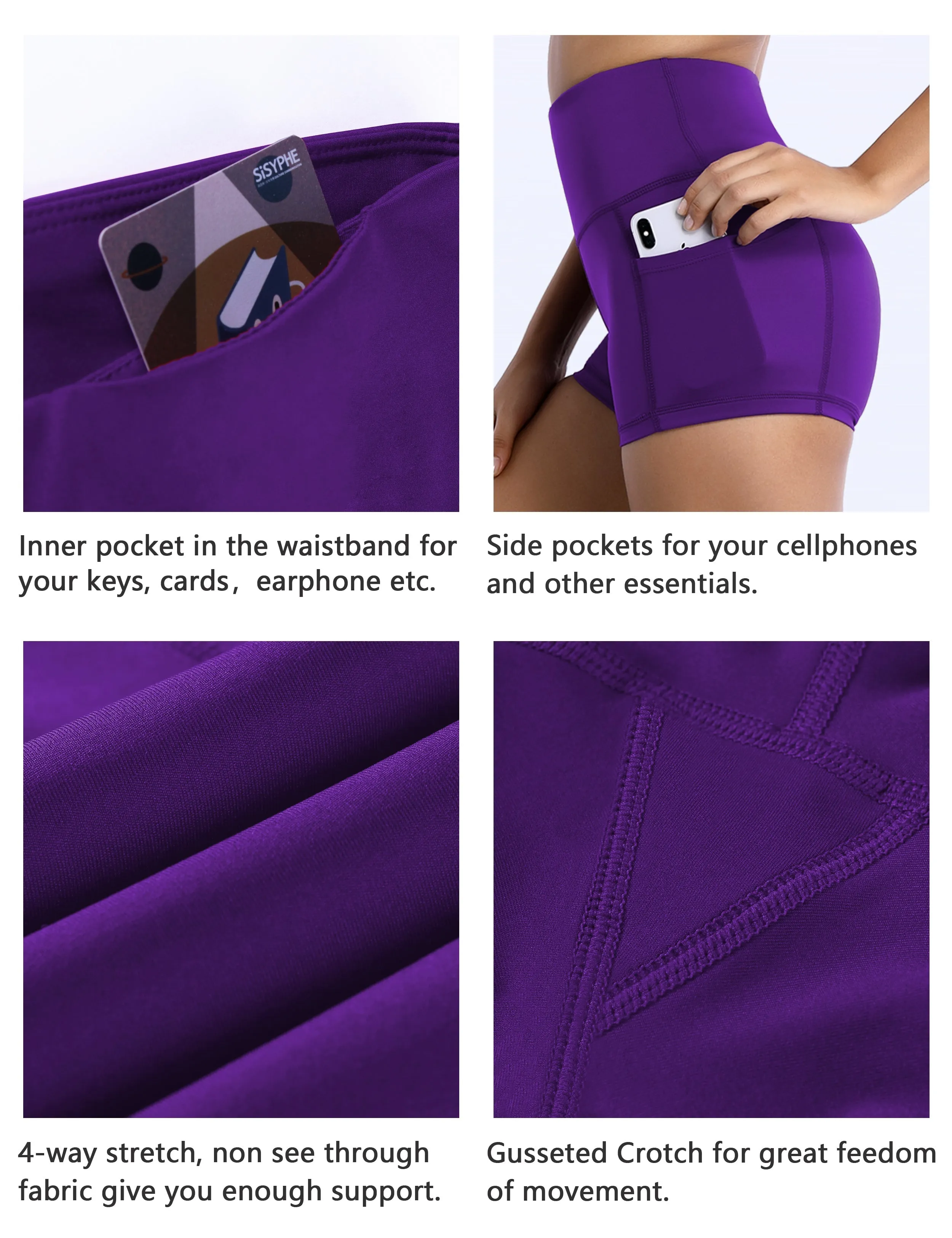 2.5" Side Pockets Biking Shorts eggplantpurple_Biking