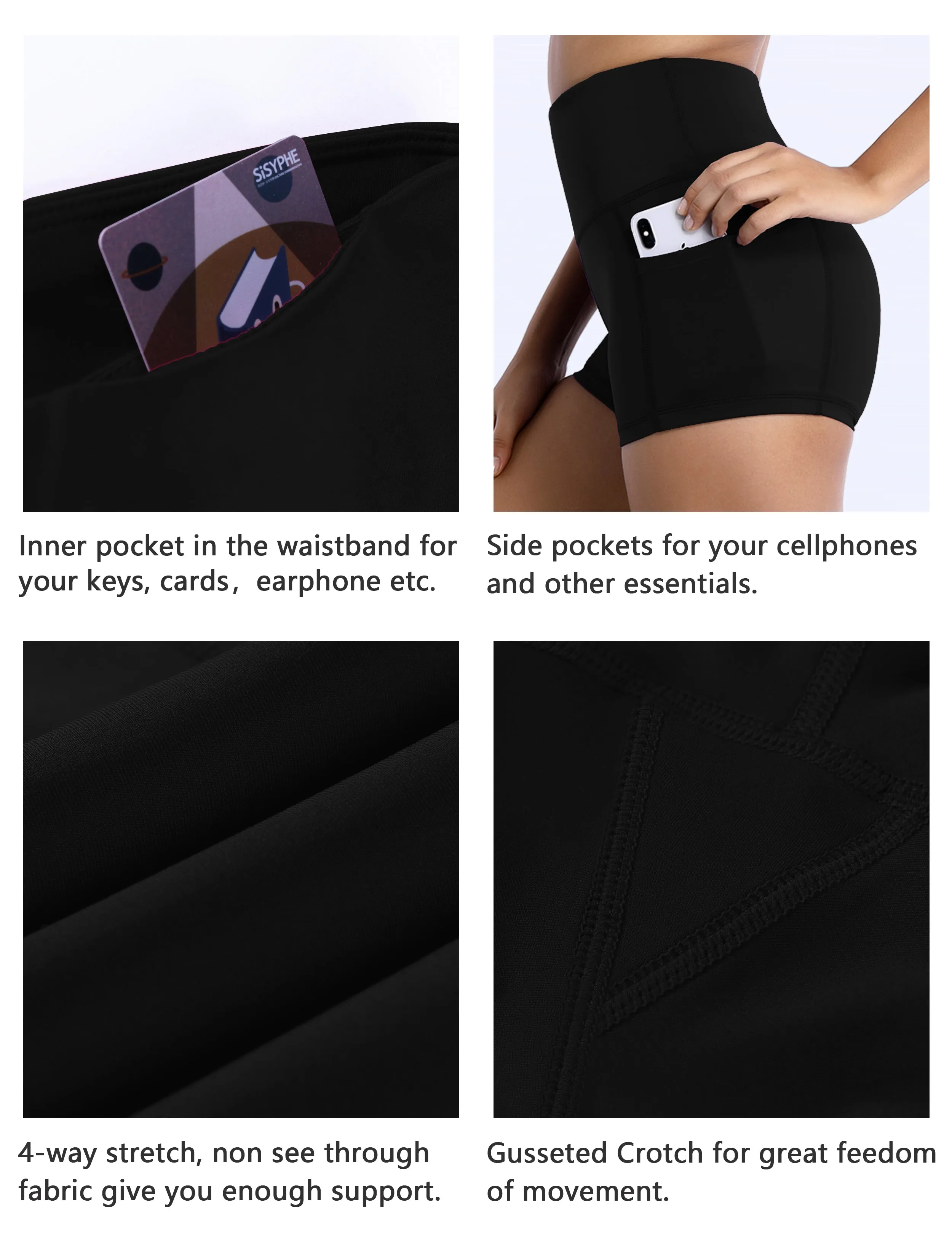 2.5" Side Pockets Pilates Shorts black_Pilates