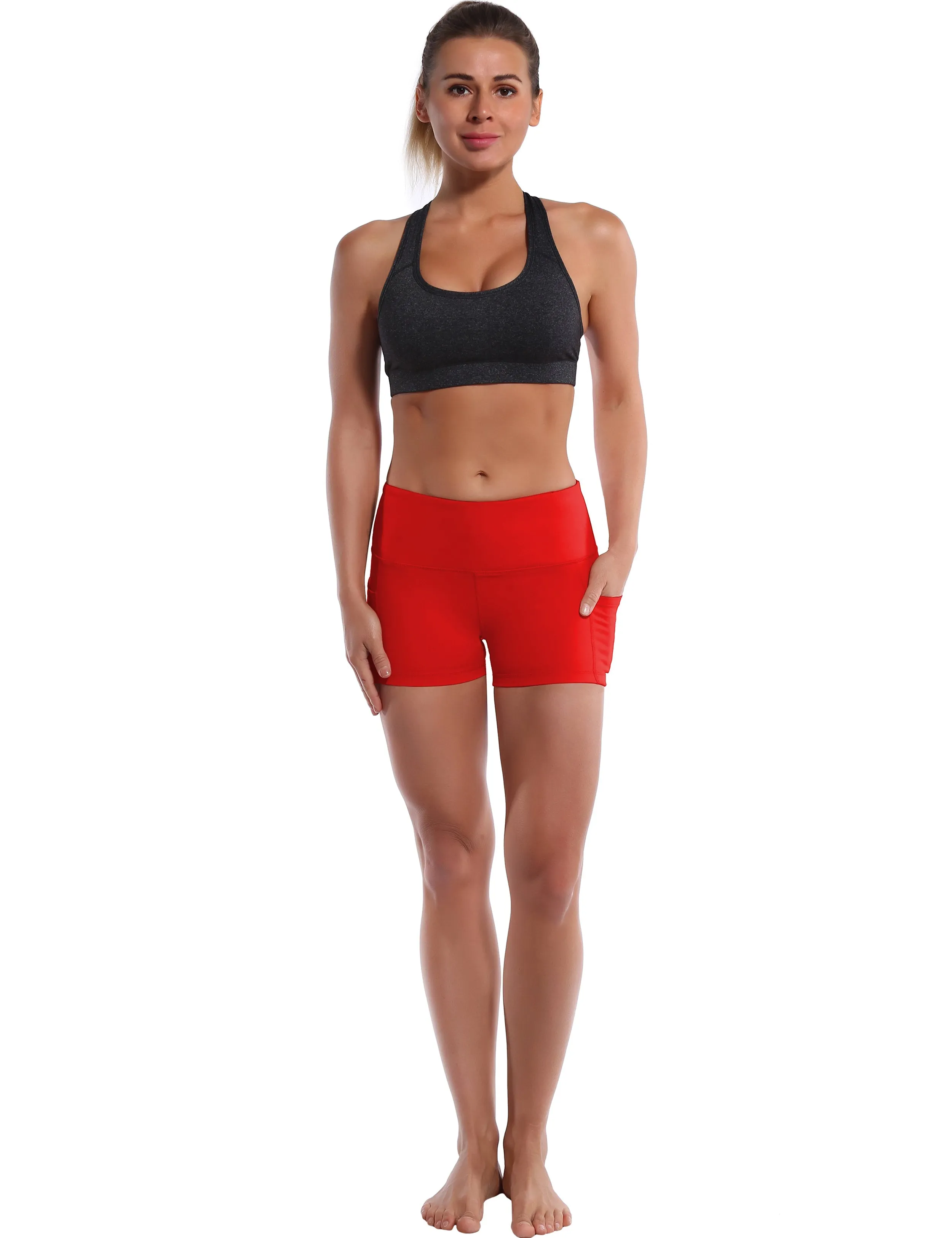 2.5" Side Pockets Plus Size Shorts scarlet_Plus Size