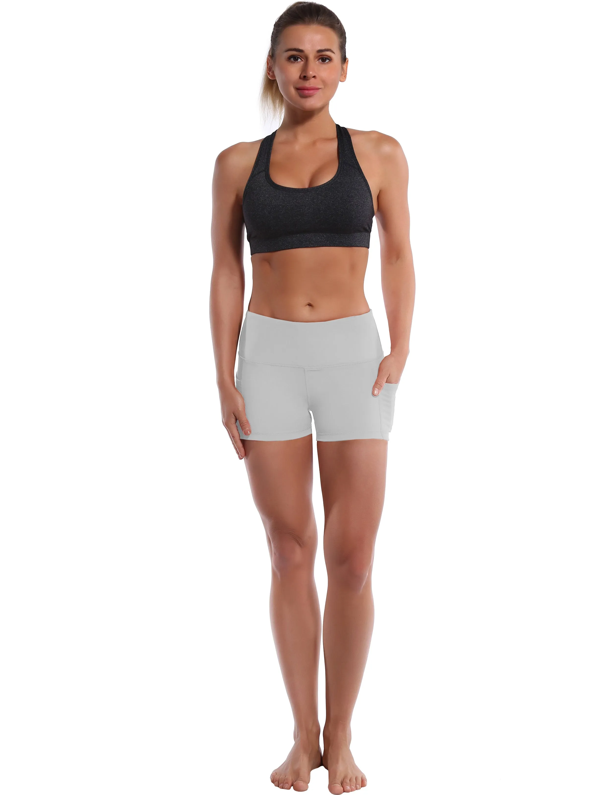 2.5" Side Pockets Yoga Shorts lightgray_yoga