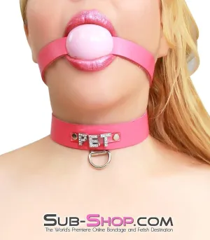 6845A      Hot Pink PET Rhinestone Leather Collar