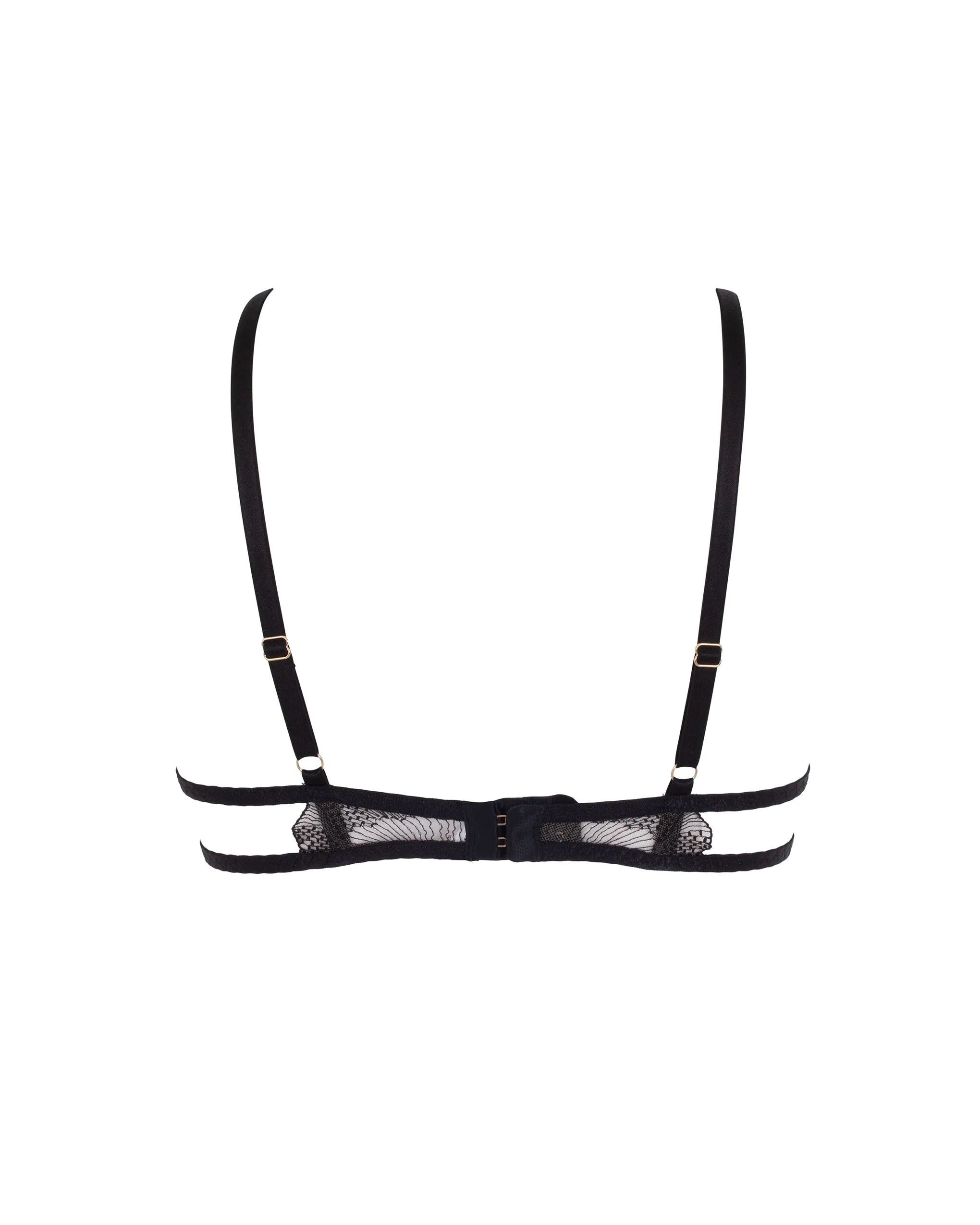 Adeline Embroidered Sheer Bra Black