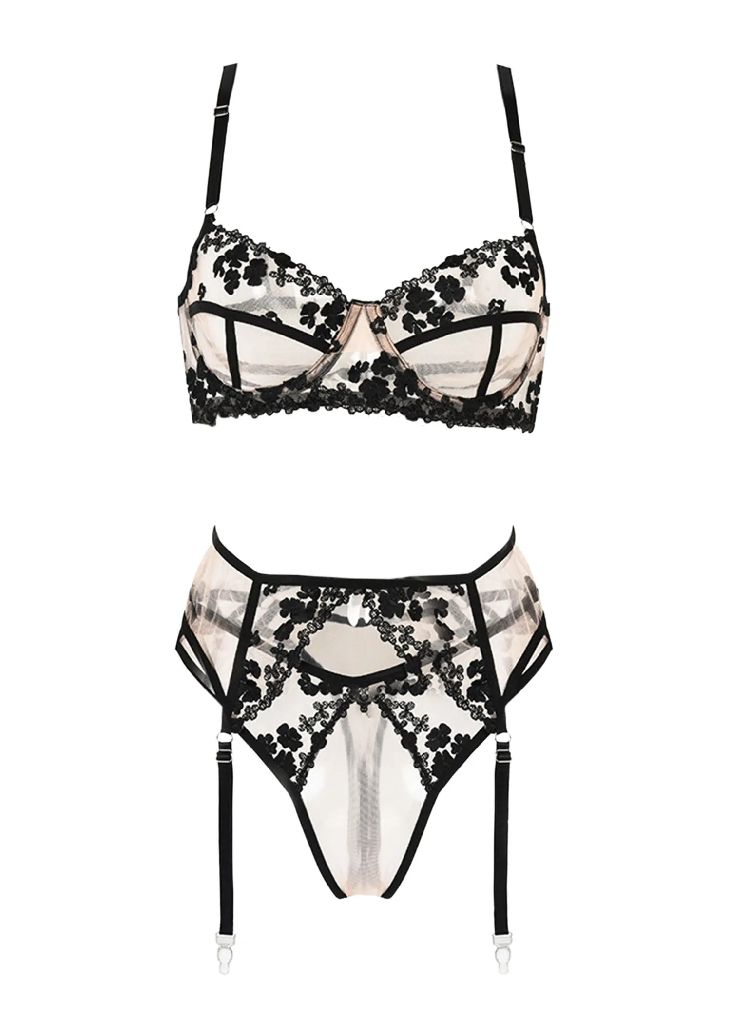 Andrea Bra. Thong and Suspender (Nude)