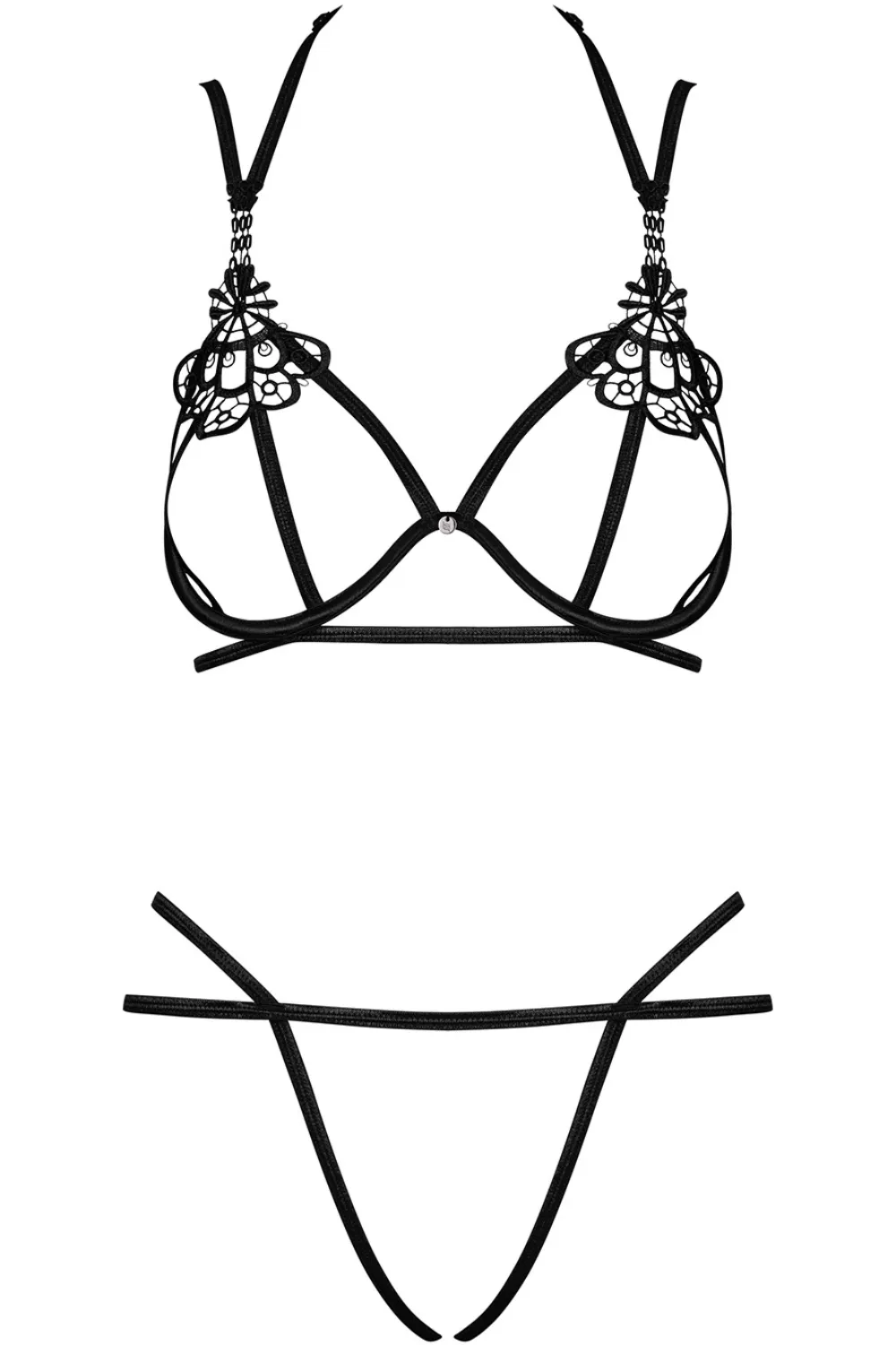Badossa Cupless Bra & Crotchless Thong. Size S-M (UK 8-10)