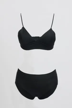 Black Triangle Bra and Briefs Lingerie Set