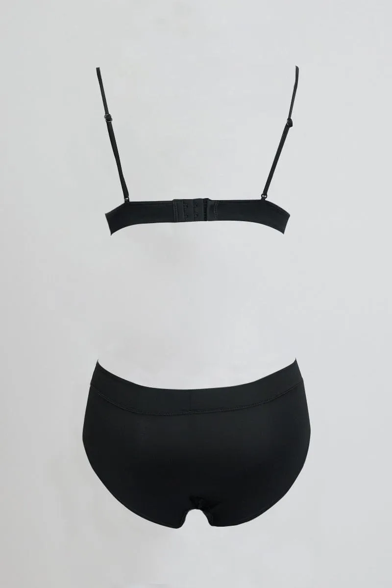 Black Triangle Bra and Briefs Lingerie Set