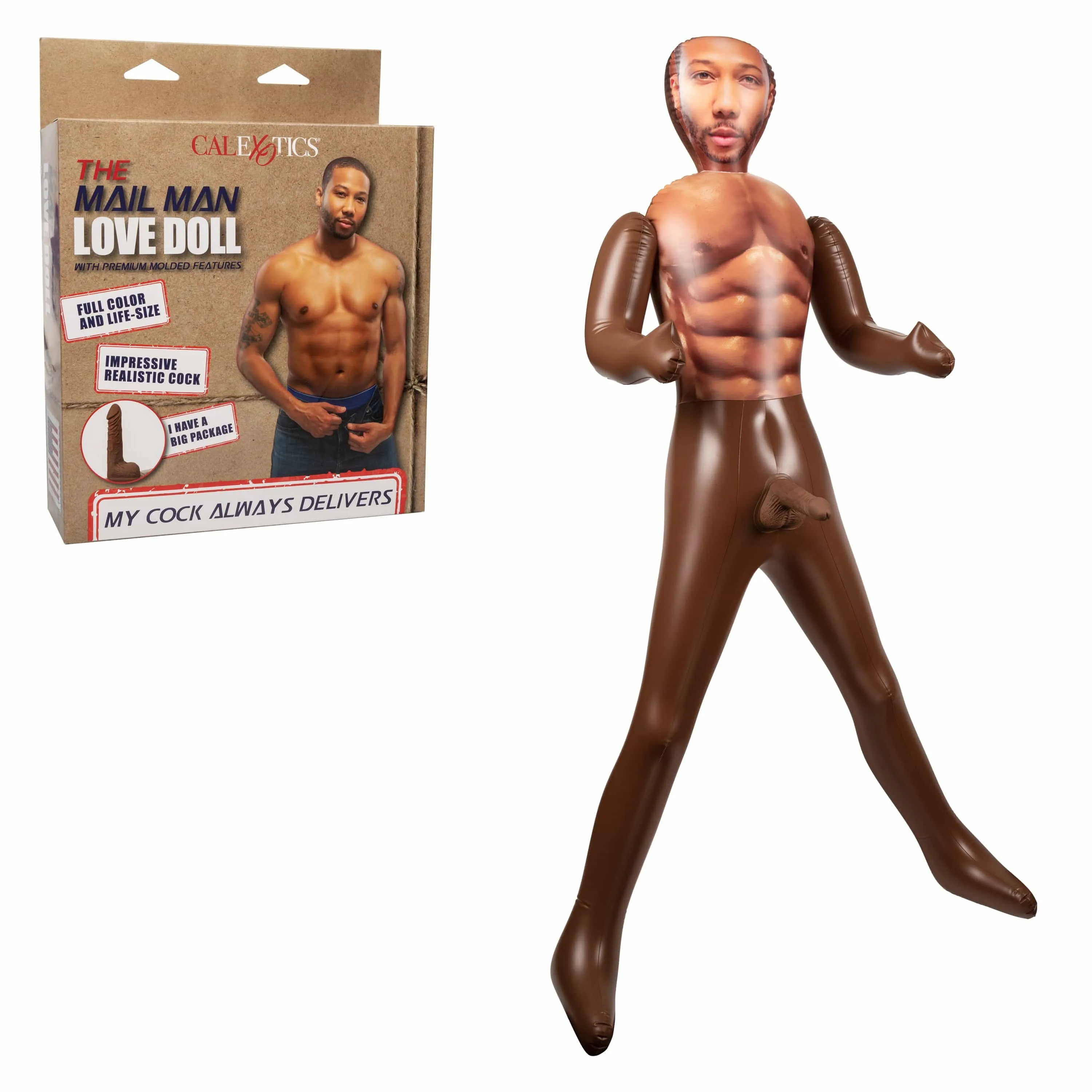California Exotics - The Mail Man Inflatable Love Doll Masturbator Dildo 5.5 (Brown)
