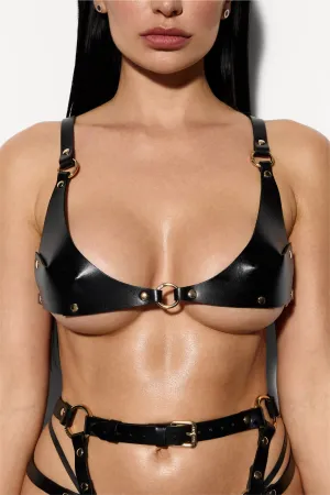 Charlene Leather Bra in Black