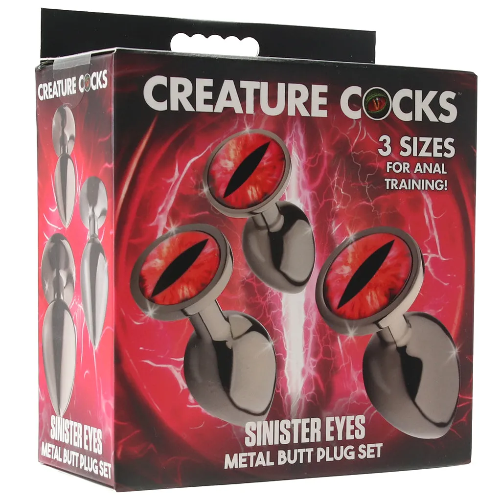 Creature Cocks Sinister Eyes Metal Butt Plug Set