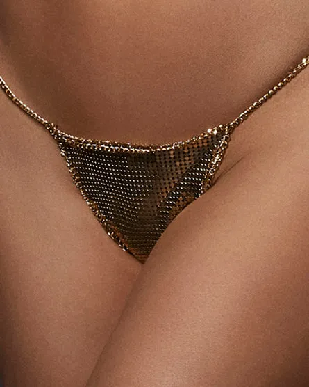 Cyla Chainmail Thong Gold