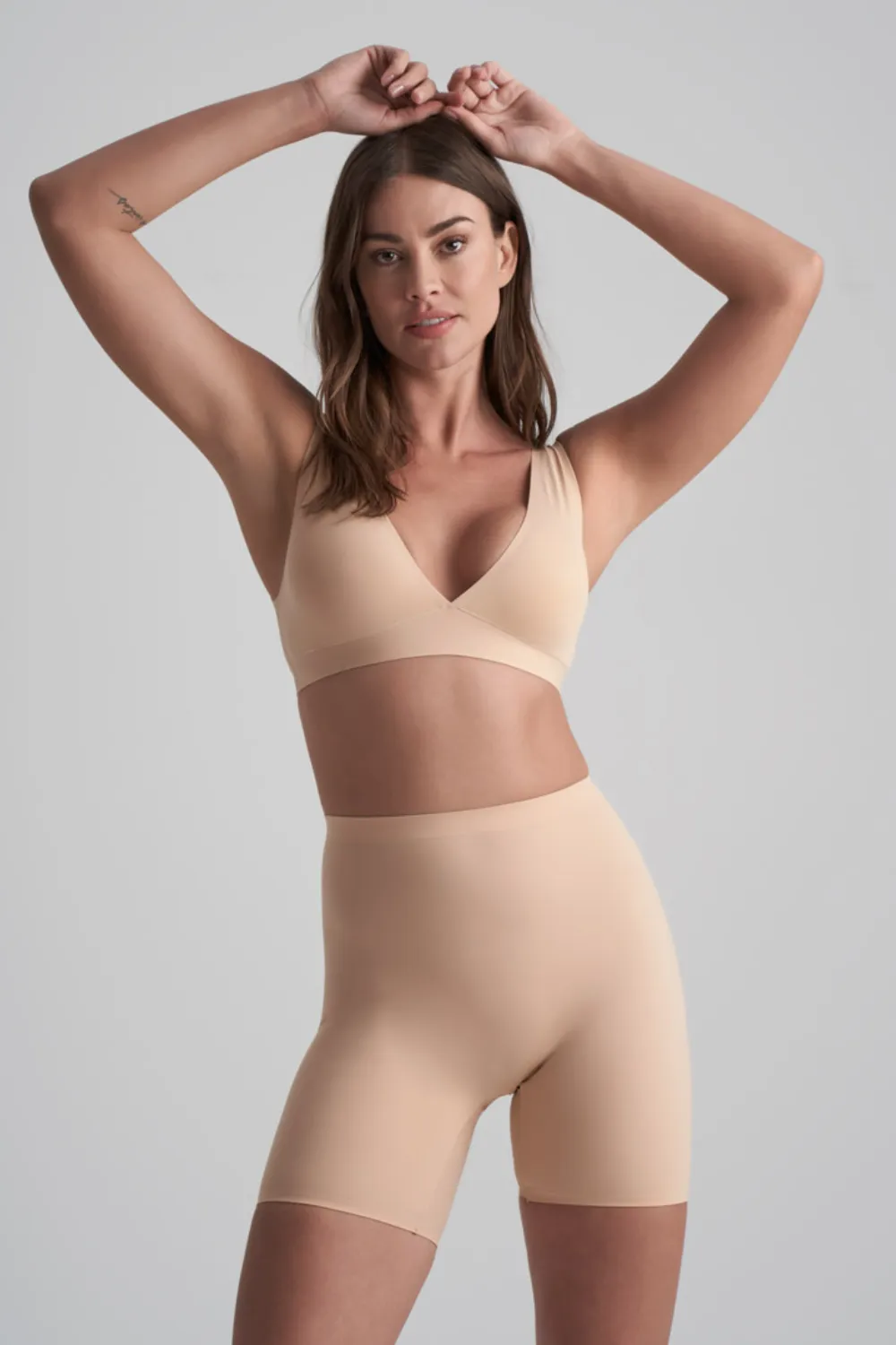 Deep Plunge Bra in Beige