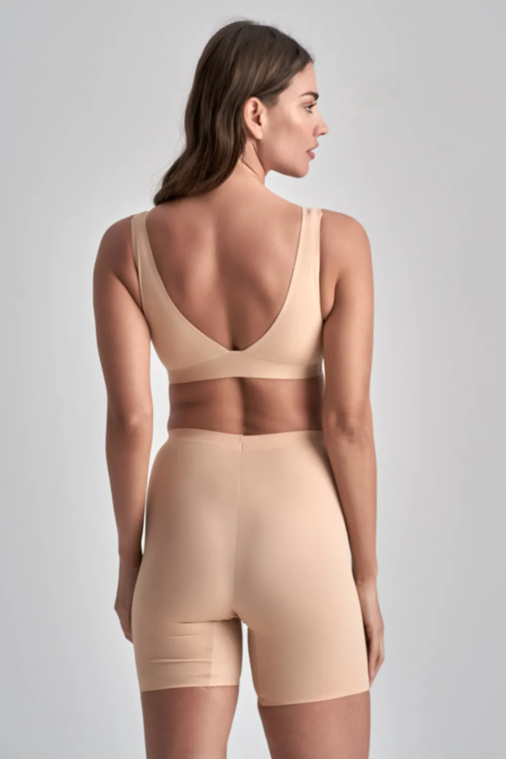 Deep Plunge Bra in Beige