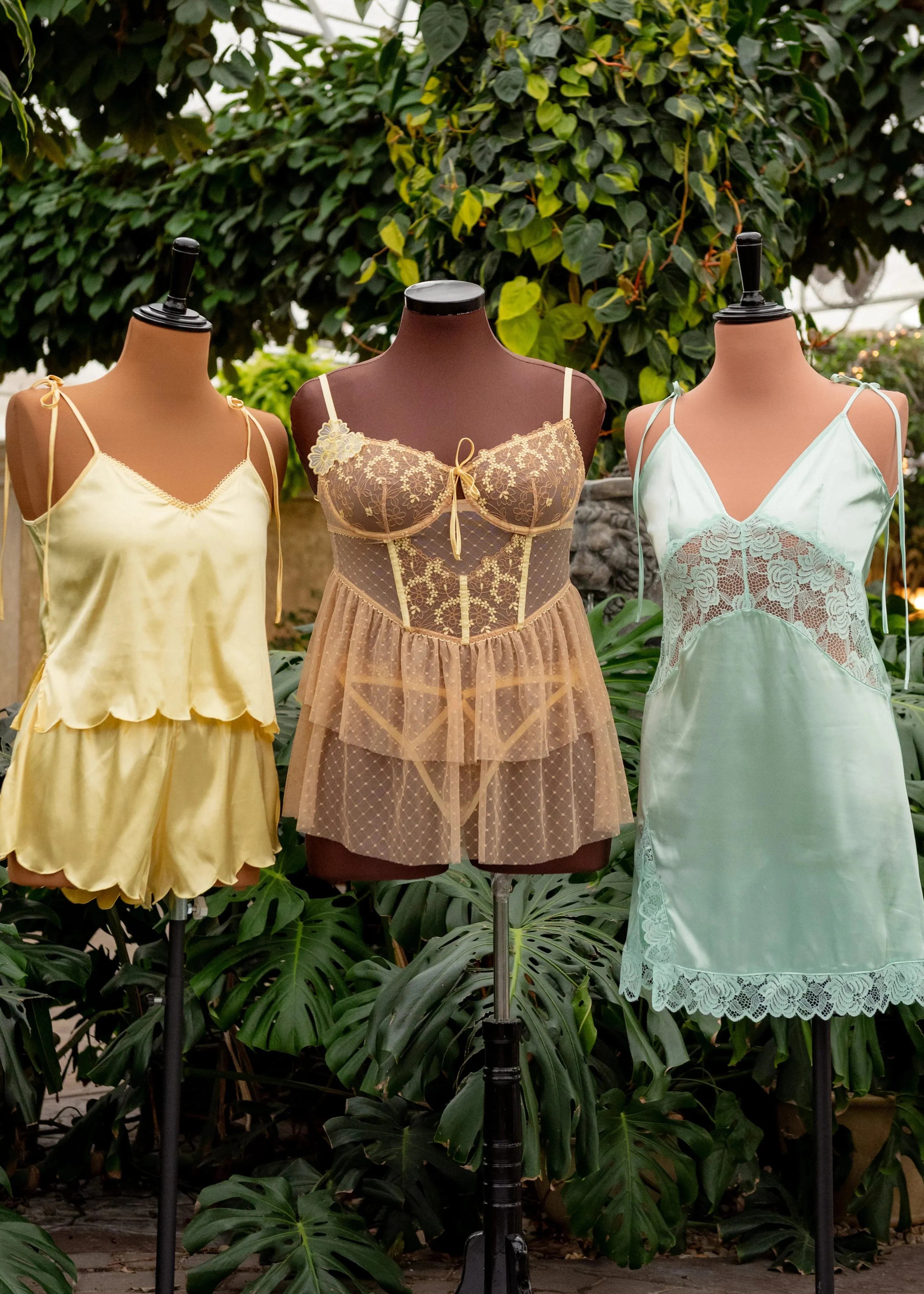 Embroidered Bustier Tiered Babydoll - Lemon Chiffon
