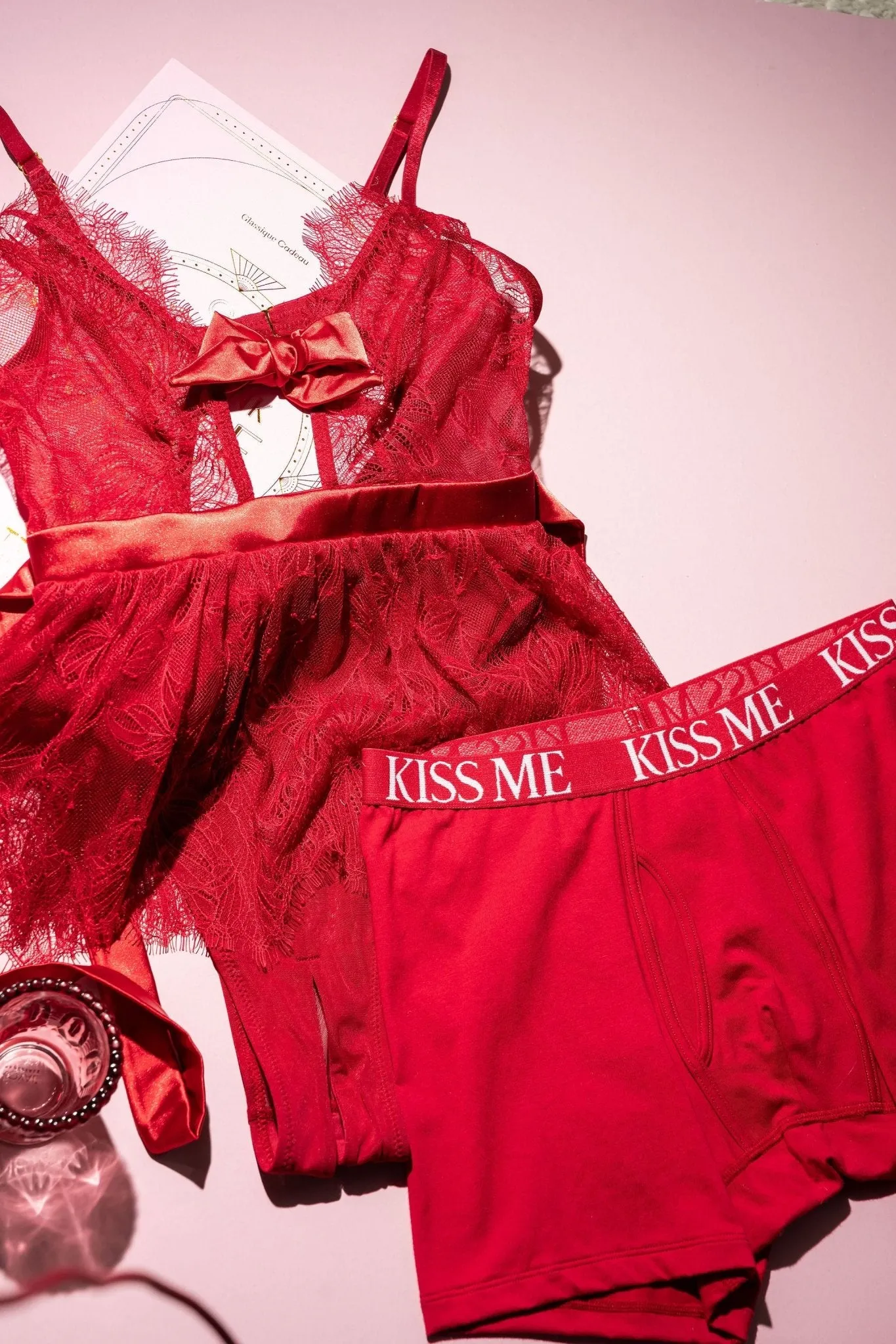 Eyelash Lace Crotchless Teddy - Red