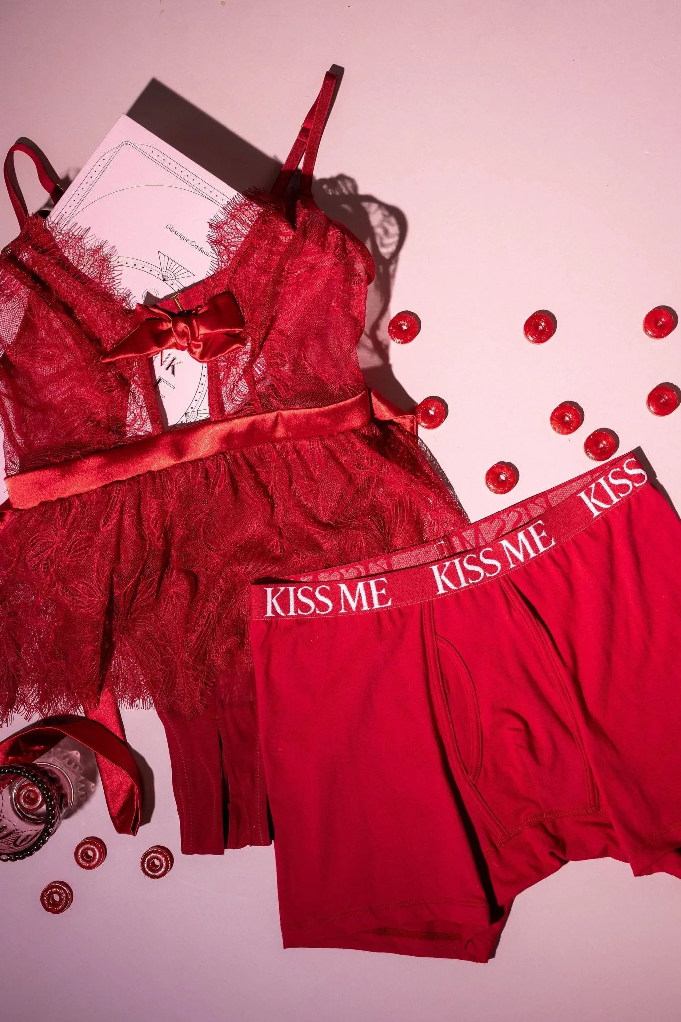 Eyelash Lace Crotchless Teddy - Red