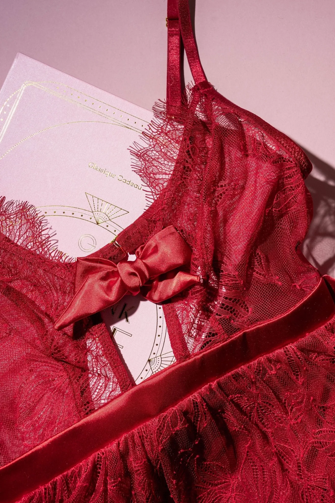 Eyelash Lace Crotchless Teddy - Red