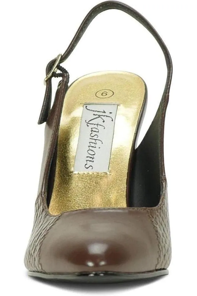 Fashions Slingback | Brown Faux Leather Snake Trim