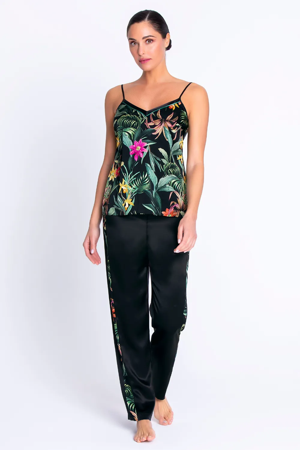 Fleurs Etoiles Silk Trousers