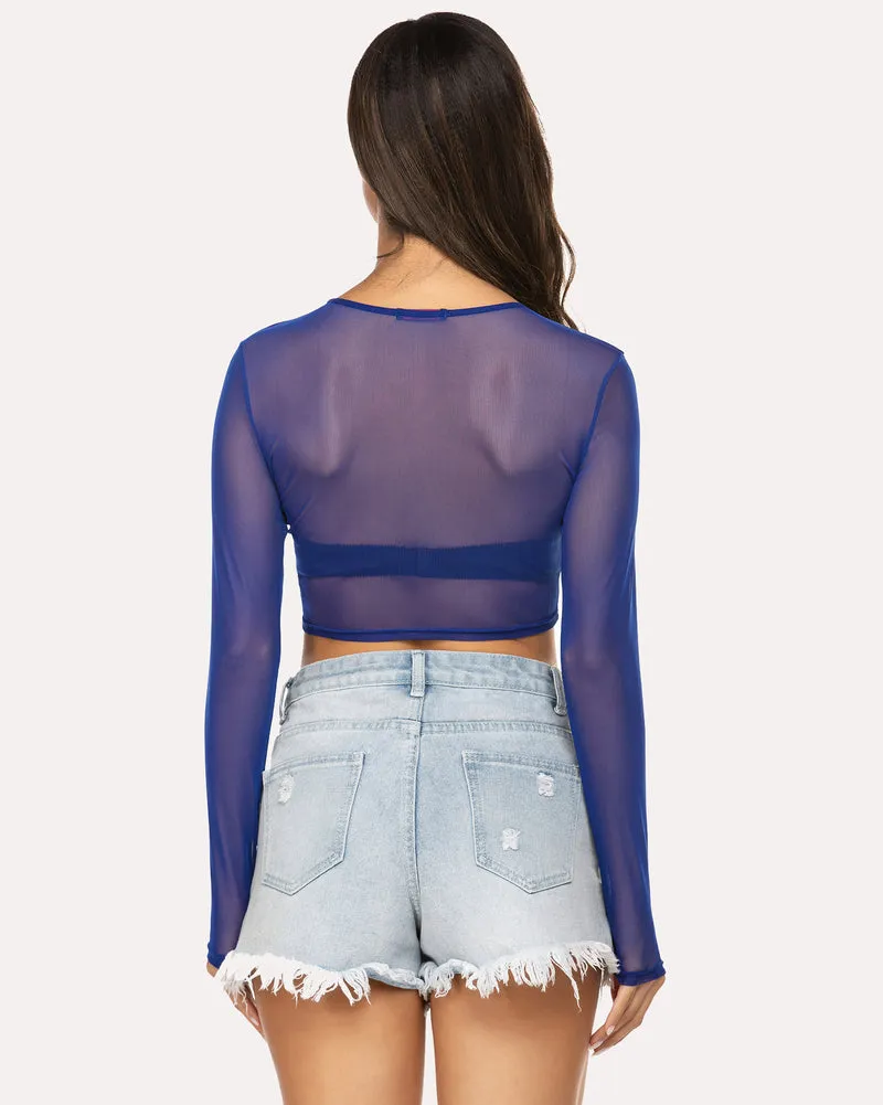Floral Mesh Sheer Crop Top