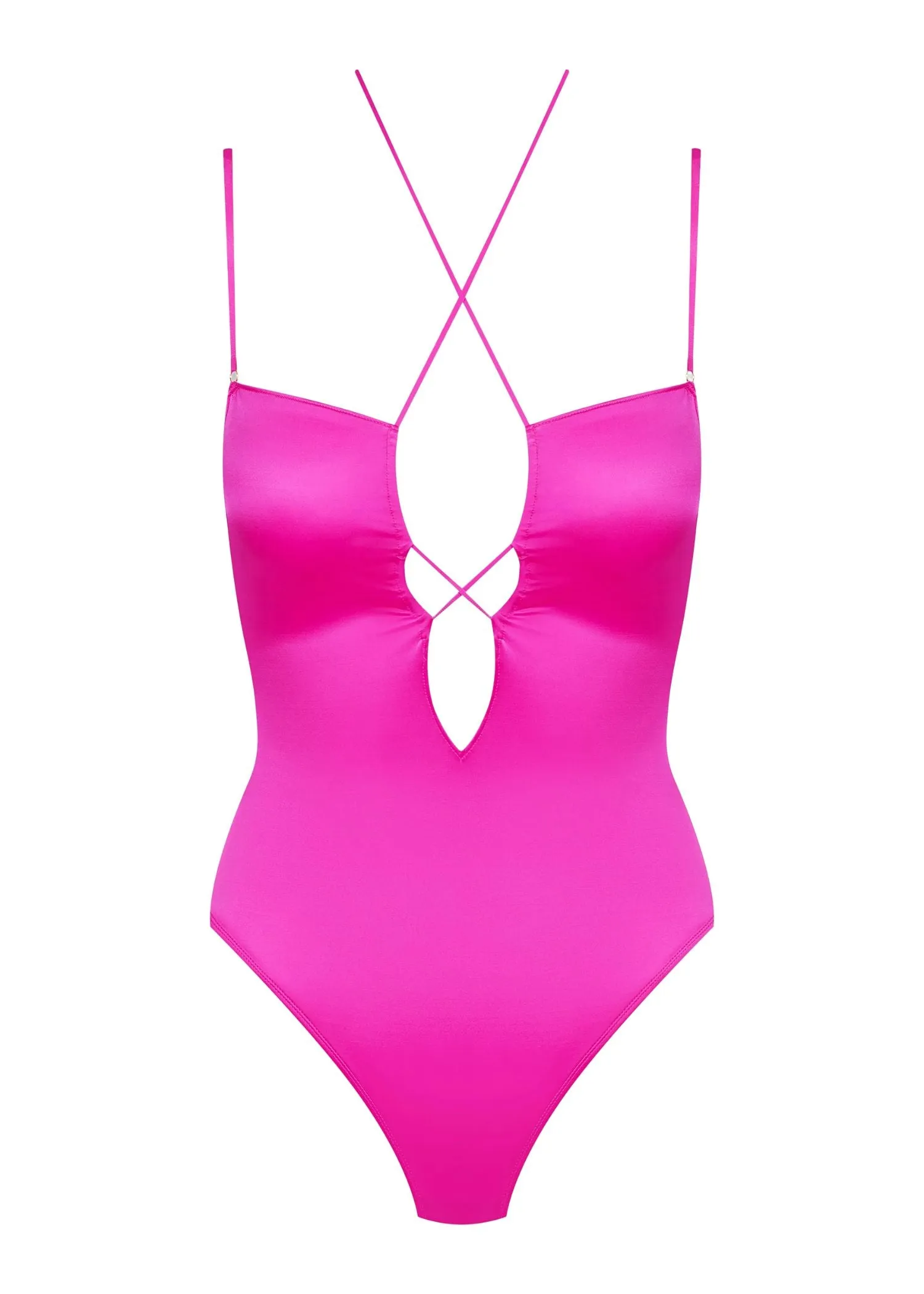 French Kiss Thong Bodysuit with Straps (Pink)