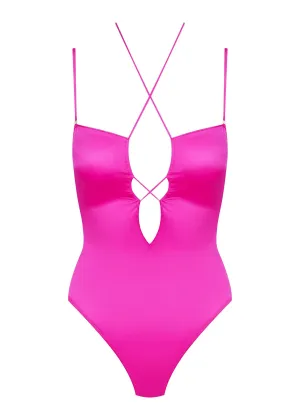 French Kiss Thong Bodysuit with Straps (Pink)