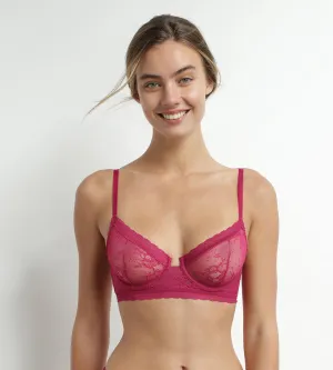 Fuchsia floral lace underwired bra Dim Romance