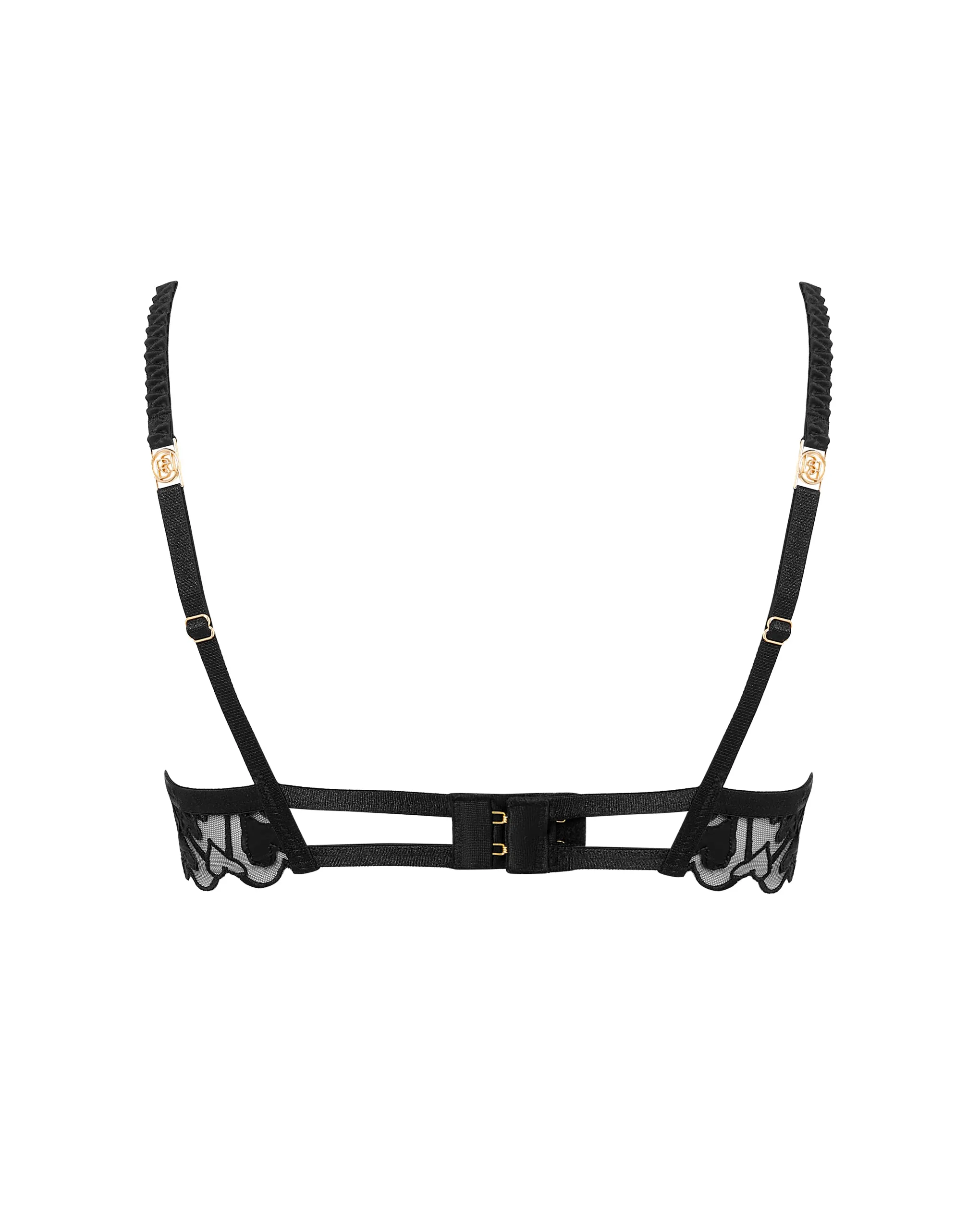 Harlow Heart Embroidered Bra Black