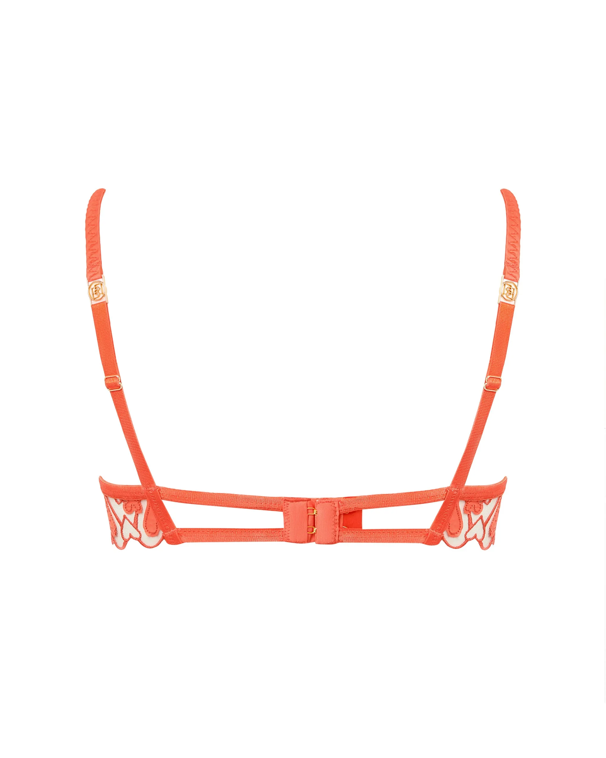 Harlow Heart Embroidered Bra Coral