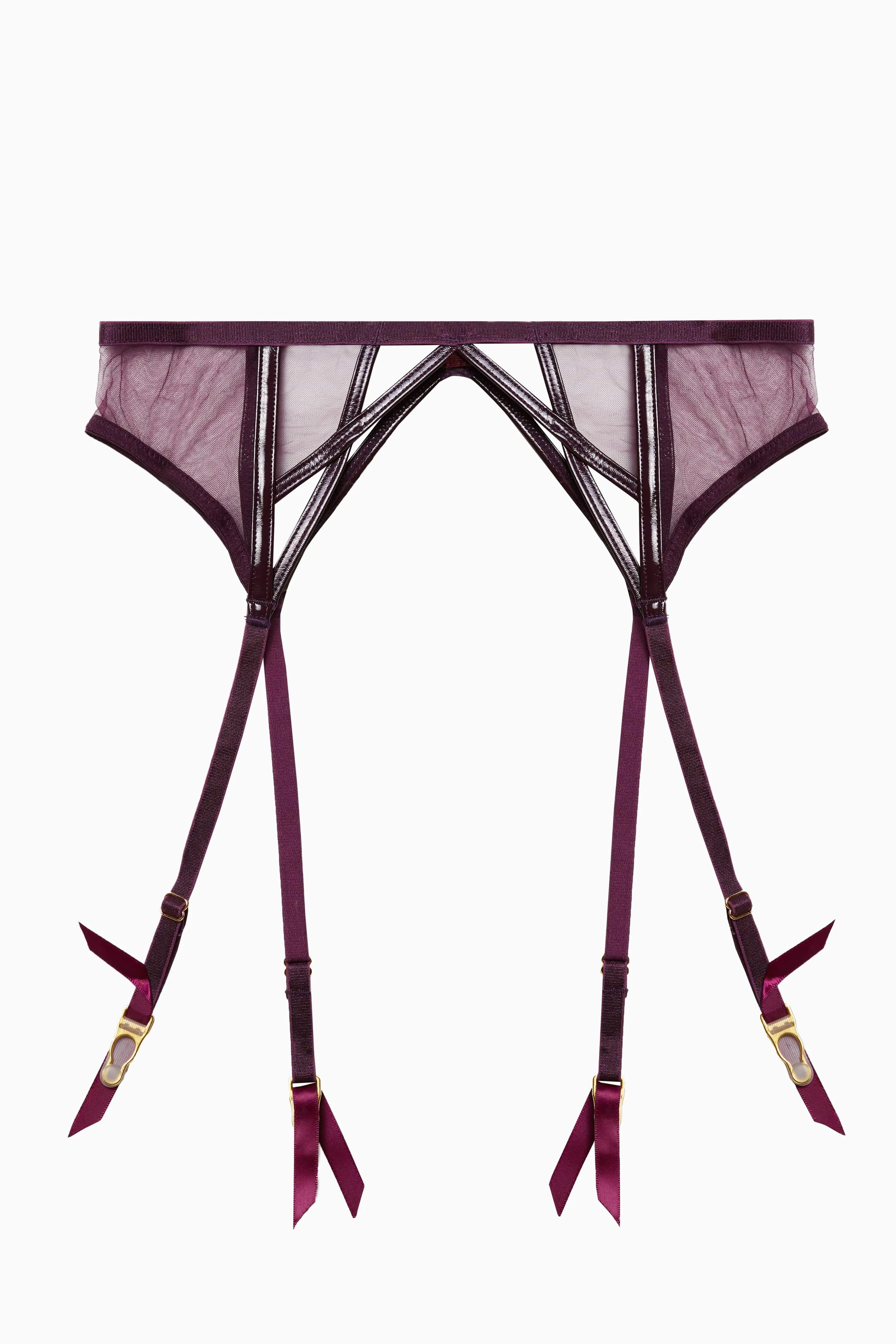 Kelly Wine PVC Cut Out Curve Suspender