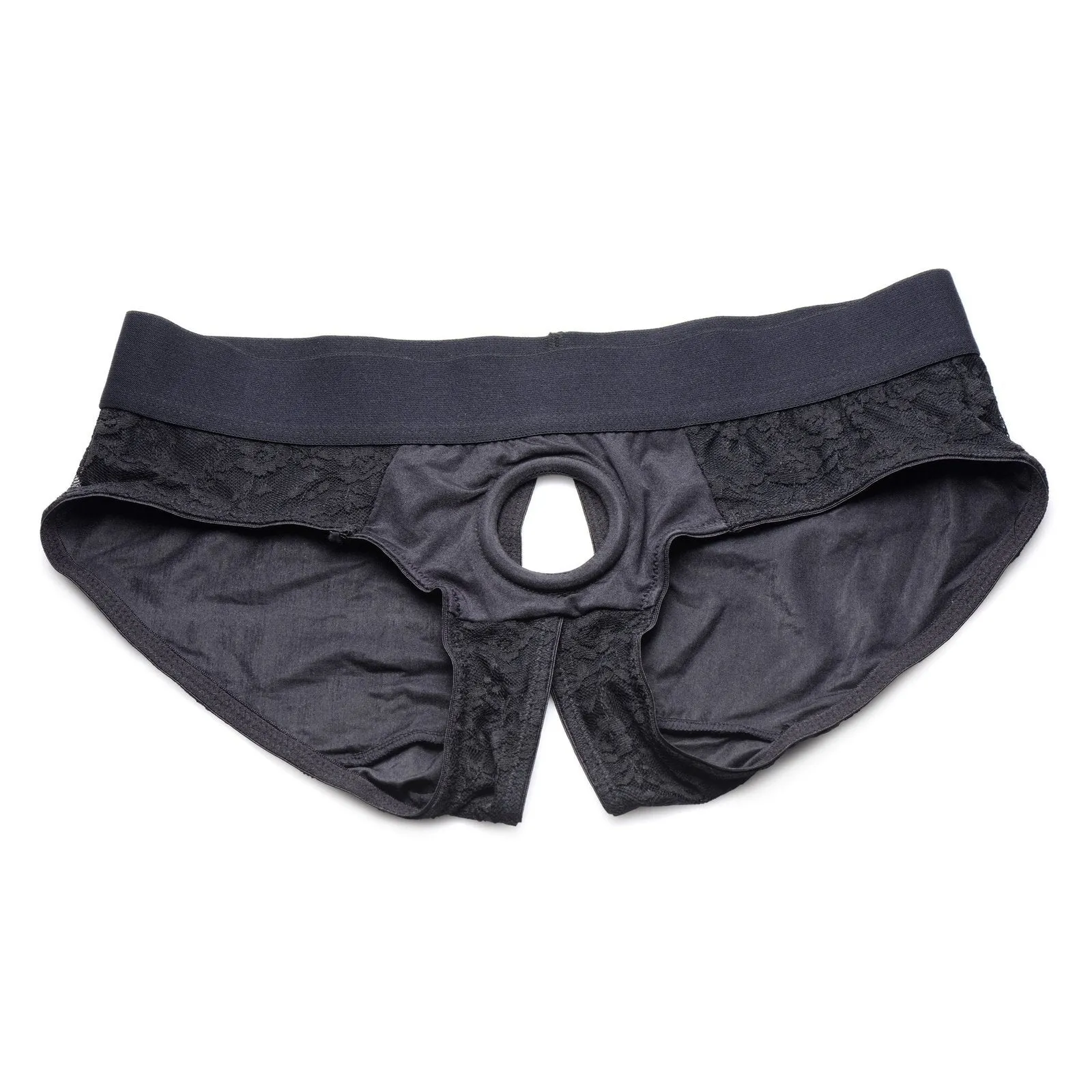 Lace Envy Black Crotchless Panty Harness