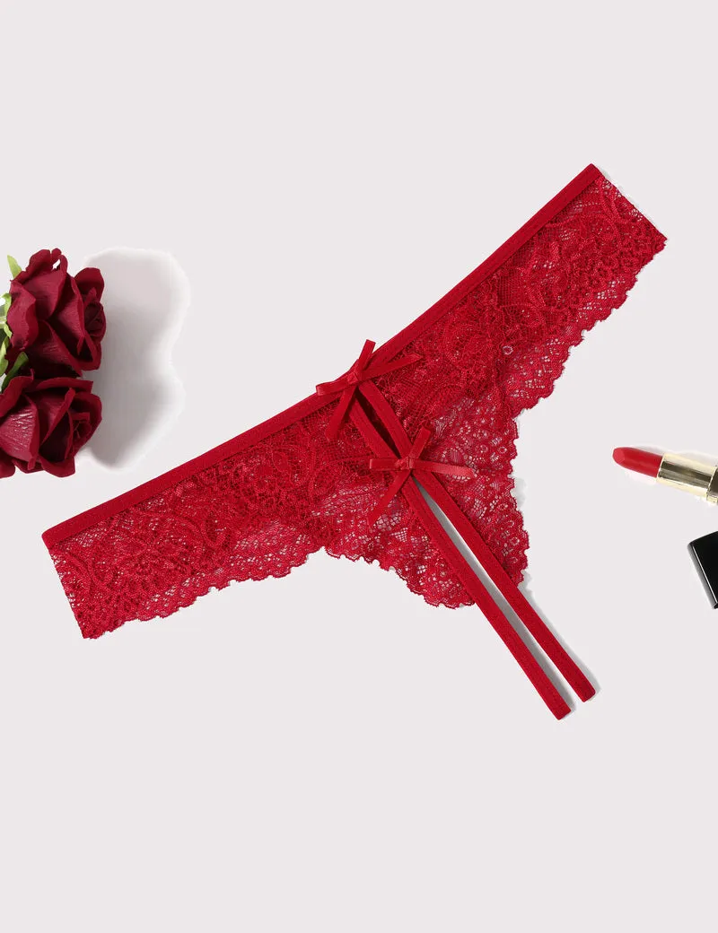 Lace Thongs Panties with Cute Bow