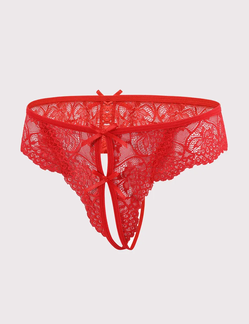 Lace Thongs Panties with Cute Bow