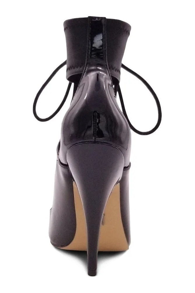 Lace Up Ankle Bootie with Stretch Ankle Cuff