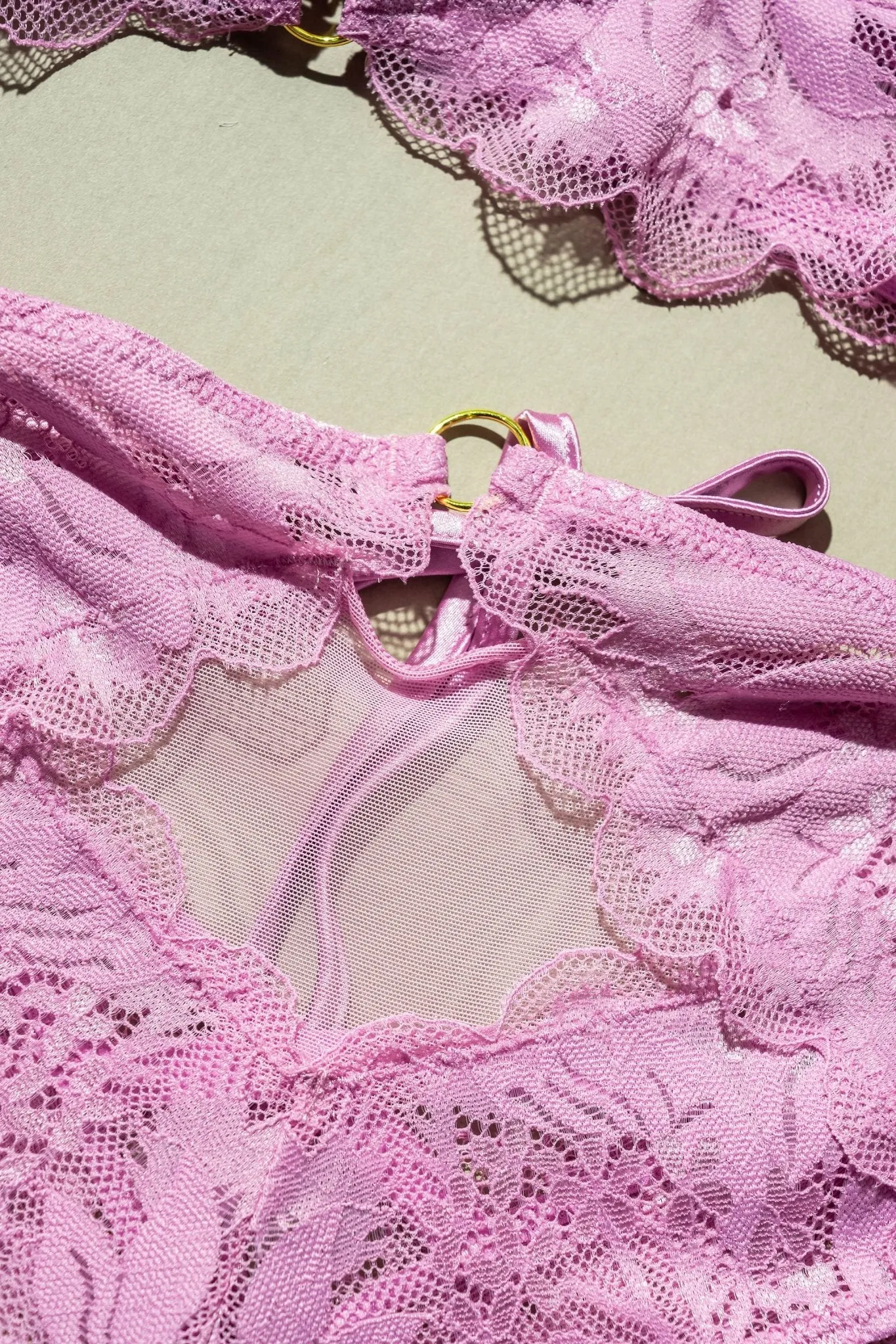Lacy High Leg Crotchless Panty - Lilac