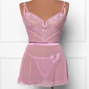 Lacy Ruffle Drop Waist Babydoll - Lilac