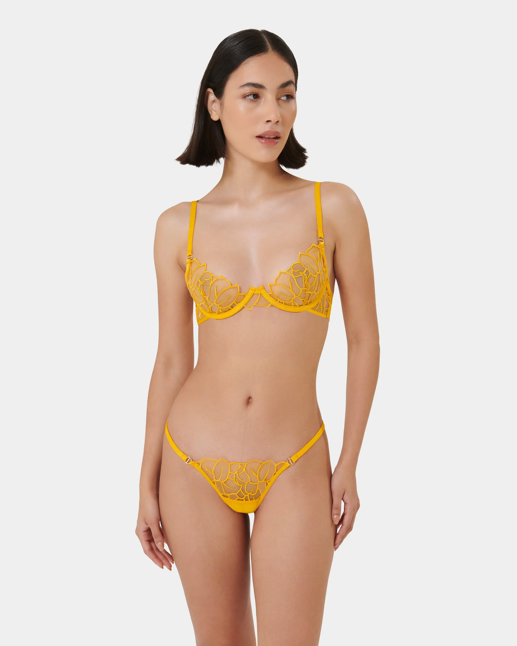 Laurel Leaf Embroidered Bra Gold
