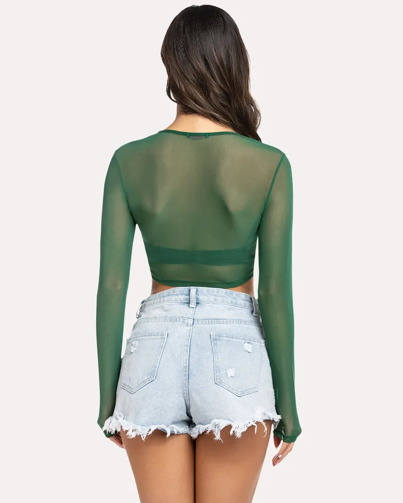 Leopard Print Mesh Crop Top (DE Only)