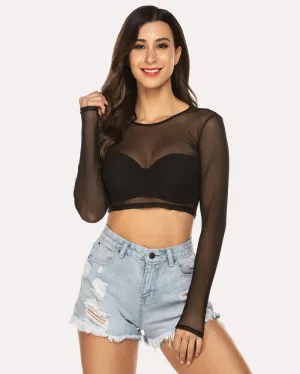 Leopard Print Mesh Crop Top (DE Only)