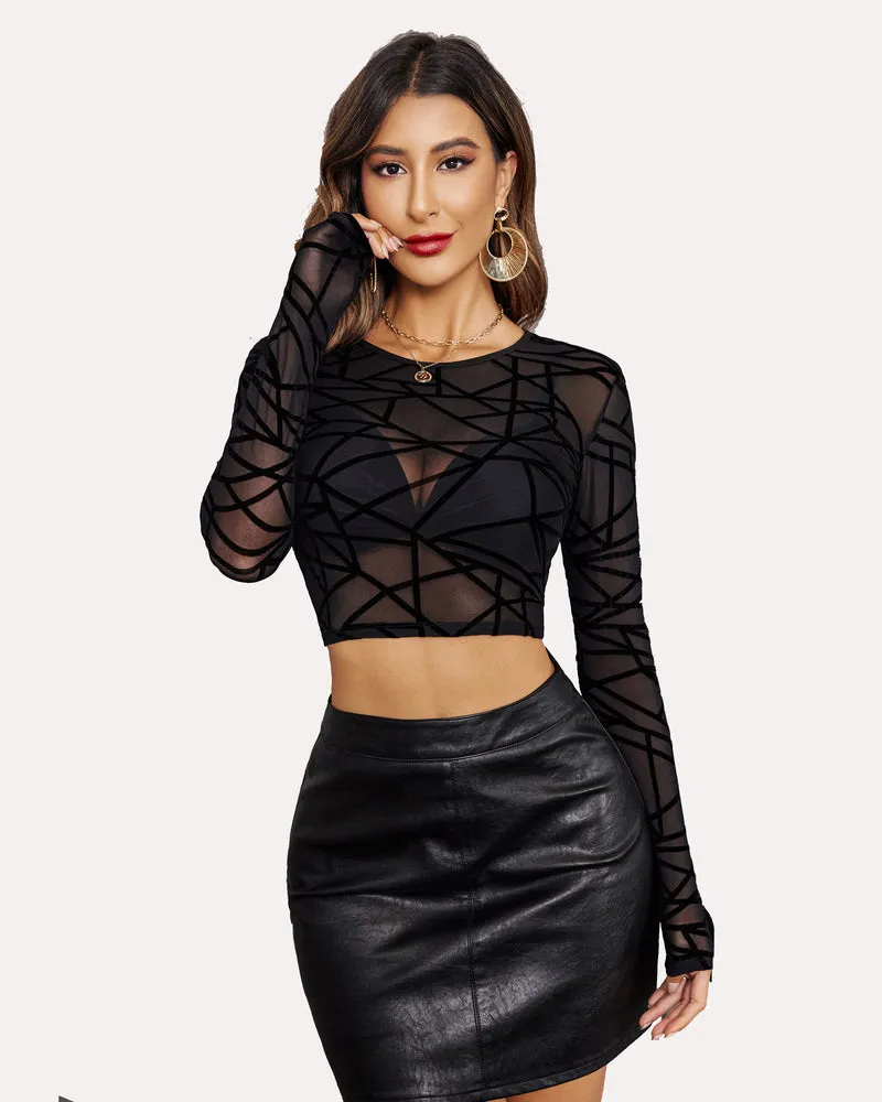 Leopard Print Mesh Crop Top (DE Only)