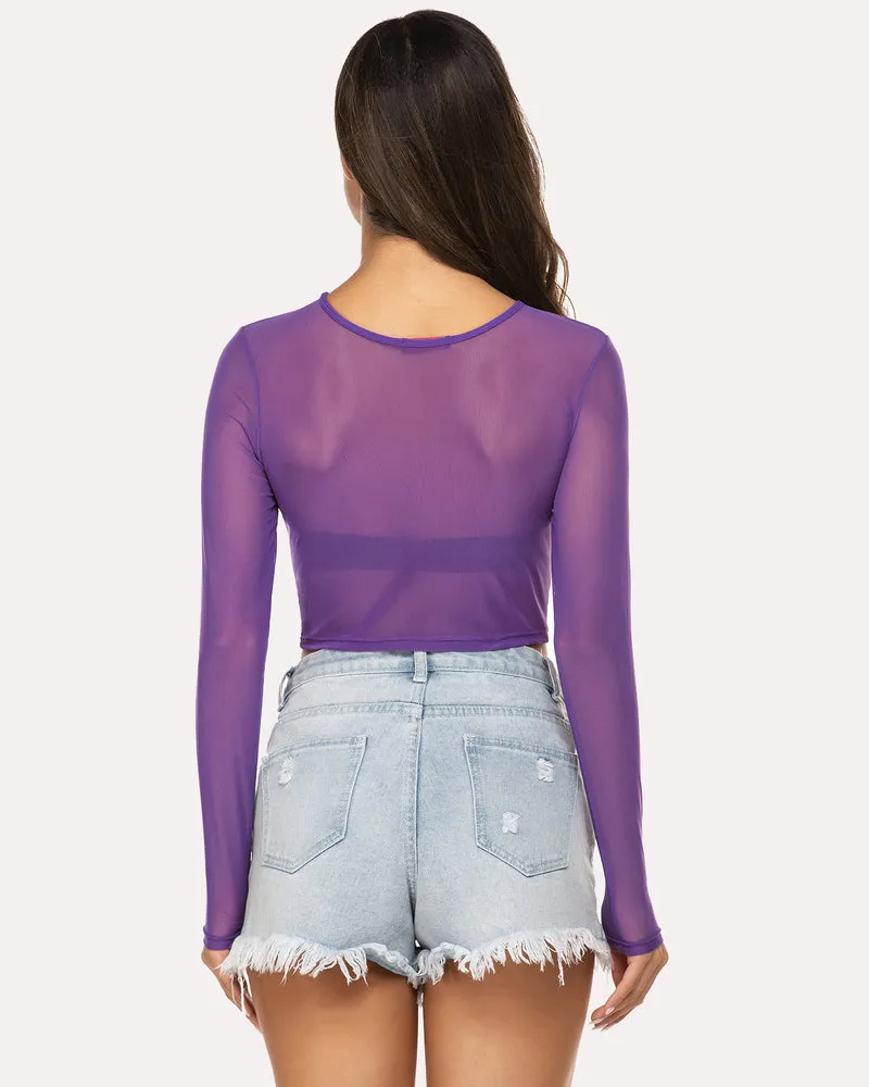 Leopard Print Mesh Crop Top (DE Only)