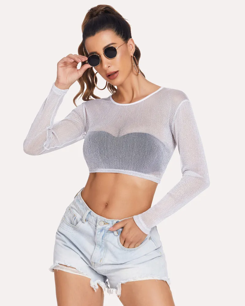 Leopard Print Mesh Crop Top (DE Only)