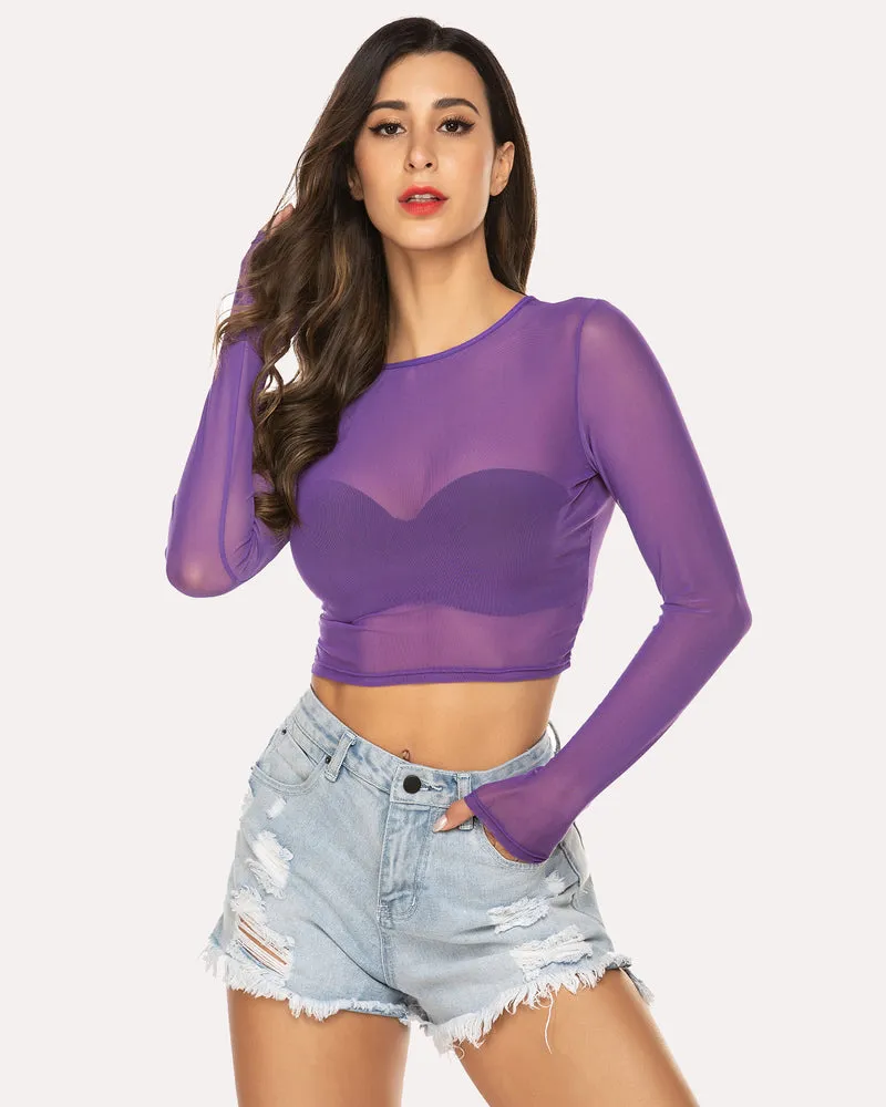 Leopard Print Mesh Crop Top (DE Only)