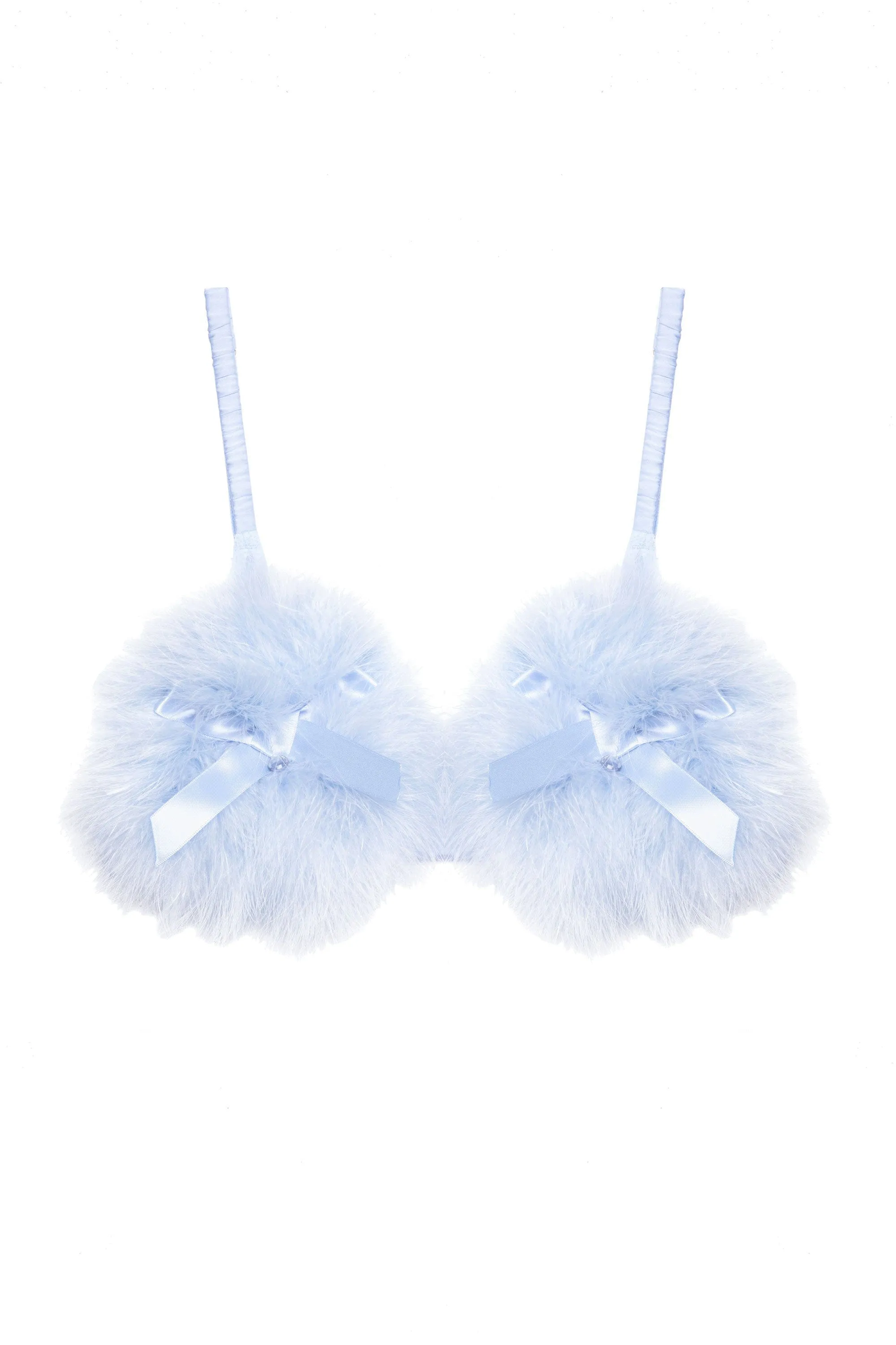 Lulu Baby Blue Diamante Marabou Triangle