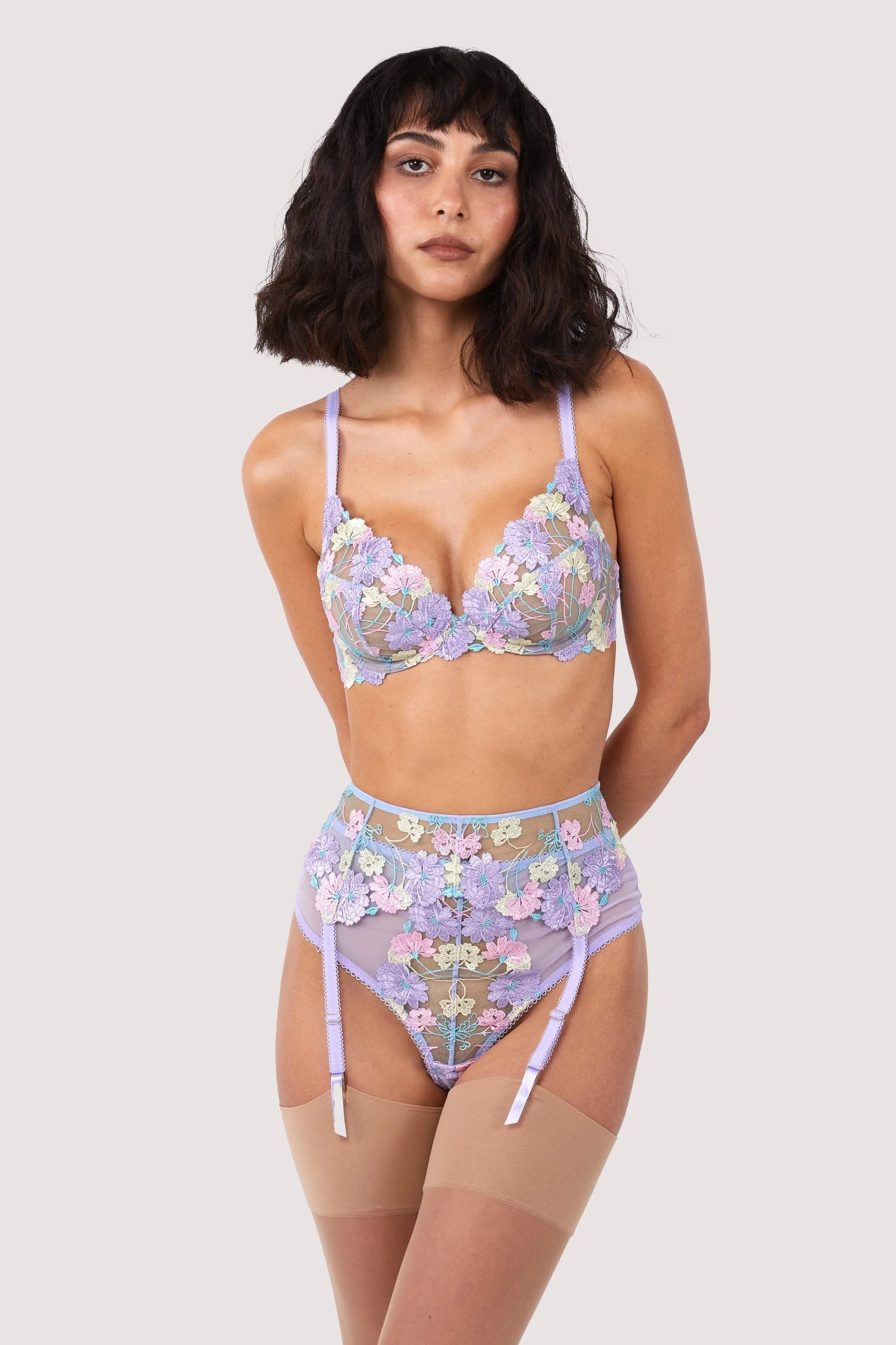 Luna Pastel Embroidery Picot Elastic Bra