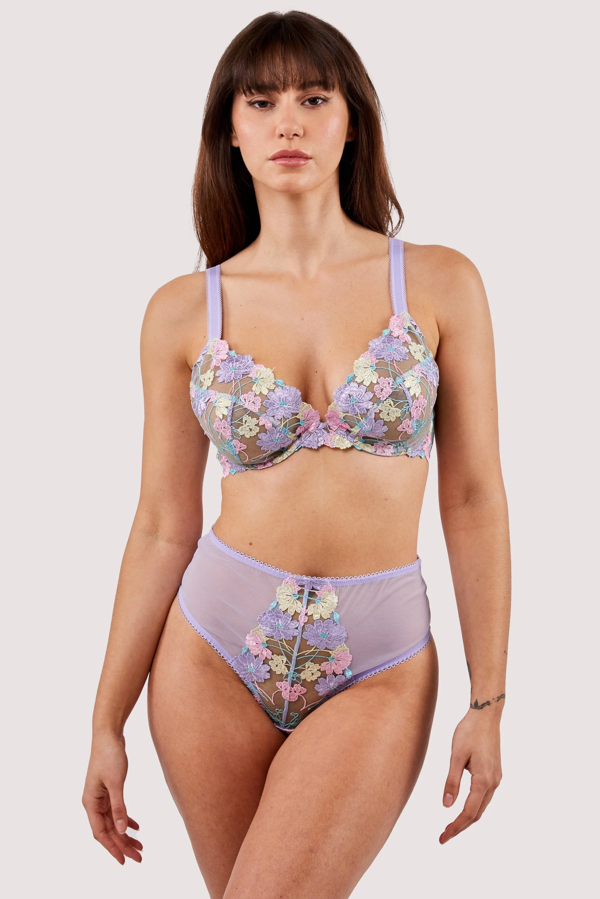 Luna Pastel Embroidery Picot Elastic Bra